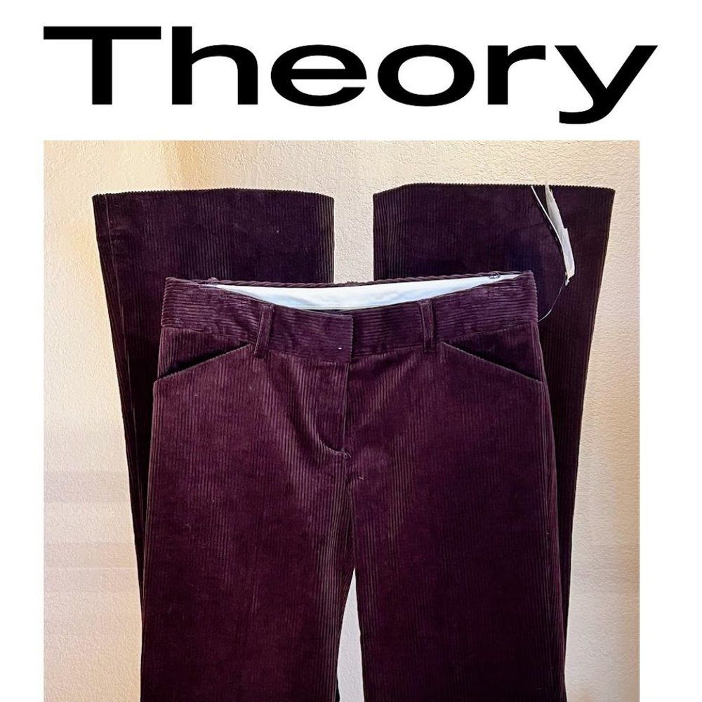 Theory Burgundy Corduroy Boot Cut Pants